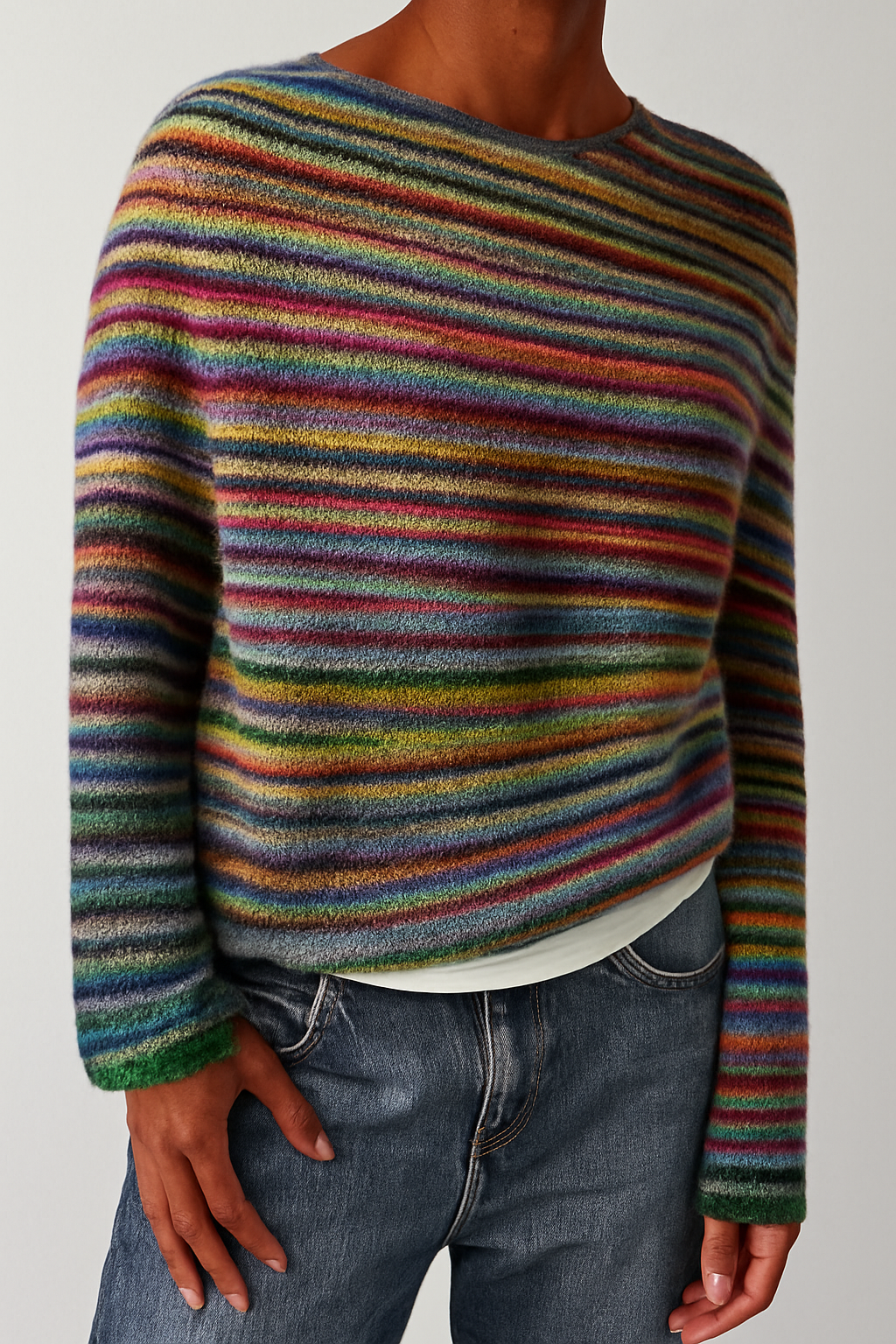 Lumieva Moda – Kolorowy Sweter Rachel z Okrągłym Dekoltem